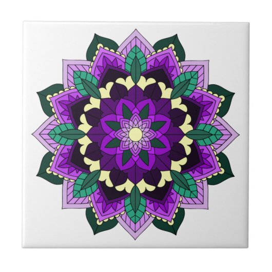 Mandala Pattern 02 in paars Tegeltje (Voorkant)