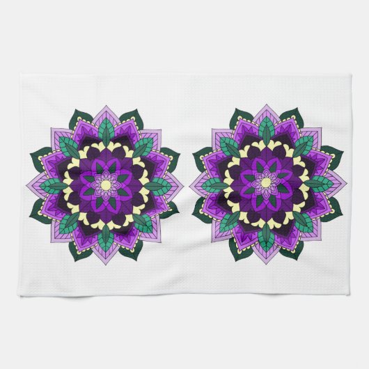 Mandala Pattern 02 in paars Theedoek (Horizontaal)