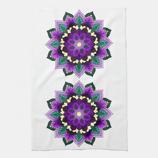 Mandala Pattern 02 in paars Theedoek (Verticaal)