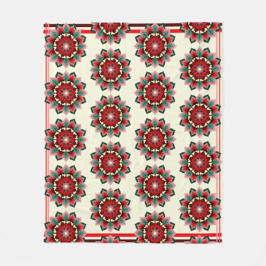 Mandala Pattern 02 in Red Fleece Blanket Deken (Voorkant)