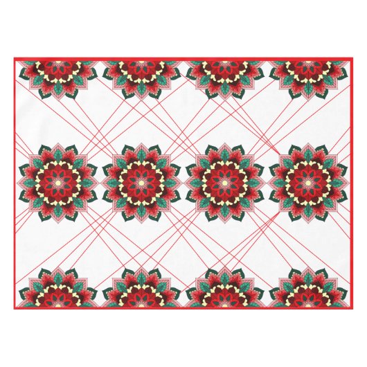 Mandala Pattern 02 in Red Tablecloth Tafelkleed (Voorkant (Horizontaal))