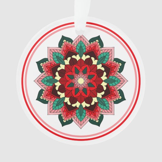 Mandala Pattern 02 in rood Ornament (voorkant)