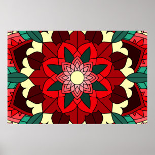Mandala Pattern 02 in rood Poster