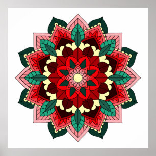 Mandala Pattern 02 in rood Poster