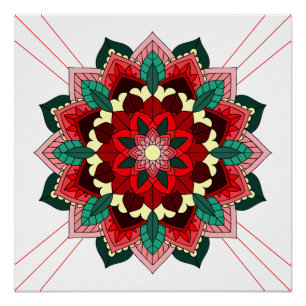 Mandala Pattern 02 in rood Poster Perfect Poster