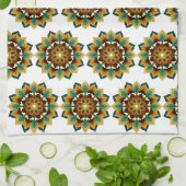 Mandala Pattern 02 in yellow & tan Tea Towel Theedoek (Gevouwen)
