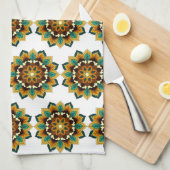 Mandala Pattern 02 in yellow & tan Tea Towel Theedoek (Quarter Fold)