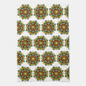 Mandala Pattern 02 in yellow & tan Tea Towel Theedoek (Verticaal)