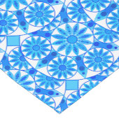 Mandala Pattern, Cobalt Blue, Turquoise en White Korte Tafelloper (Hoek)