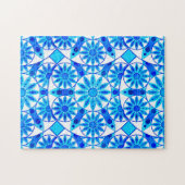 Mandala Pattern, Cobalt Blue, Turquoise en White Legpuzzel (Horizontaal)
