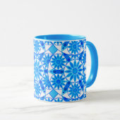 Mandala Pattern, Cobalt Blue, Turquoise en White Mok (Voorkant rechts)