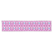 Mandala Pattern, Hot Pink, Black en White Korte Tafelloper (Horizontaal)