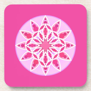 Mandala Pattern in Pink, Fuchsia and White Bier Onderzetter