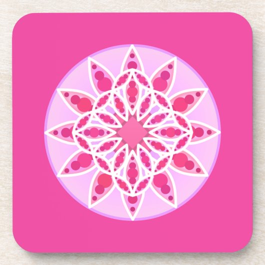 Mandala Pattern in Pink, Fuchsia and White Bier Onderzetter (Voorkant)