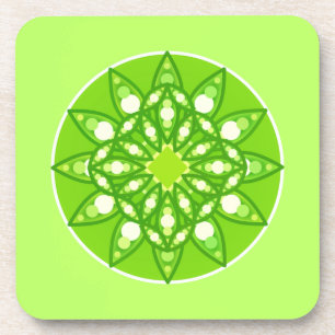 Mandala Pattern in Shades of Lime Green Bier Onderzetter