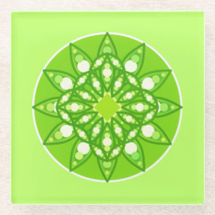 Mandala Pattern in Shades of Lime Green Glazen Onderzetter