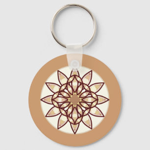 Mandala Pattern in Tan en Chocolate Brown Sleutelhanger