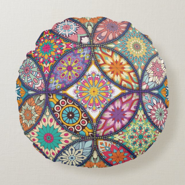 Mandala Pattern - Pillow Rond Kussen (Voorkant)