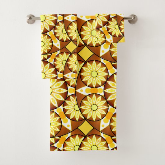 Mandala Pattern, Shades of Brown and Gold Bad Handdoek (Insitu)