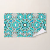 Mandala Pattern, Turquoise, Silver Grey en White Bad Handdoek (Handdoek)