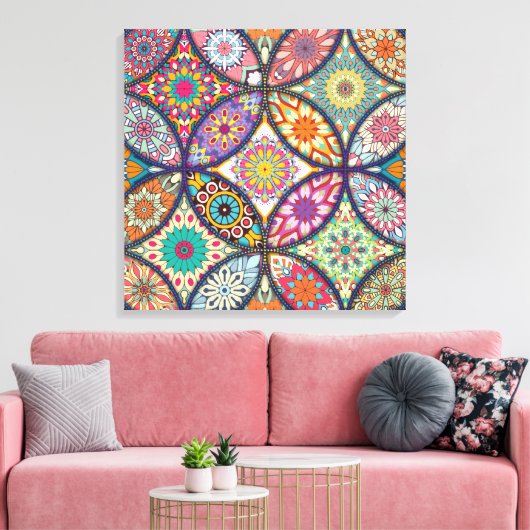 Mandala Pattern - Wrapped Canvas Afdruk (Insitu (Woonkamer))