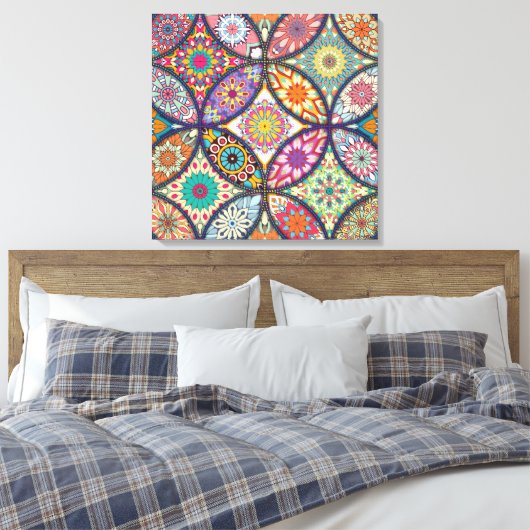Mandala Pattern - Wrapped Canvas Afdruk (Insitu (Slaapkamer))