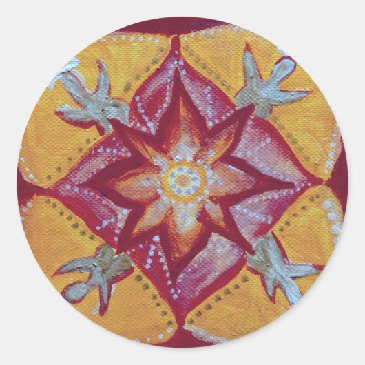 Mandala Peace Classic ronde Sticker, glanzend Ronde Sticker (Voorkant)