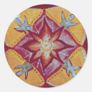 Mandala Peace Classic ronde Sticker, glanzend Sticker