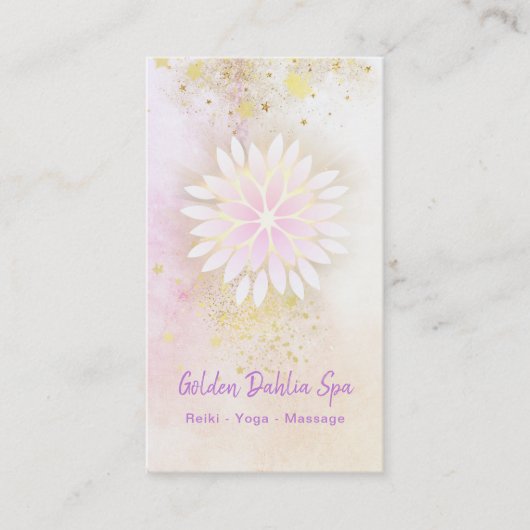 *~* Mandala Peach Dahlia Pastel Lavender AP2 Visitekaartje (Voorkant)