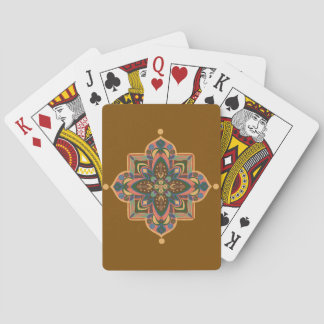 Mandala pêche sur cartes à jouer marron