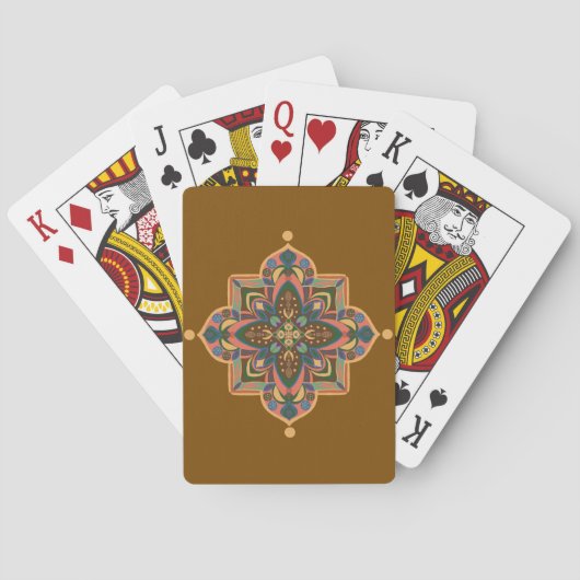 Mandala pêche sur cartes à jouer marron (dos)