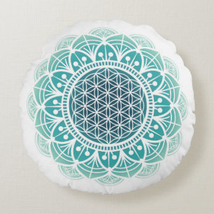 Mandala Pillow heilige geometrie Levensbloem Rond Kussen