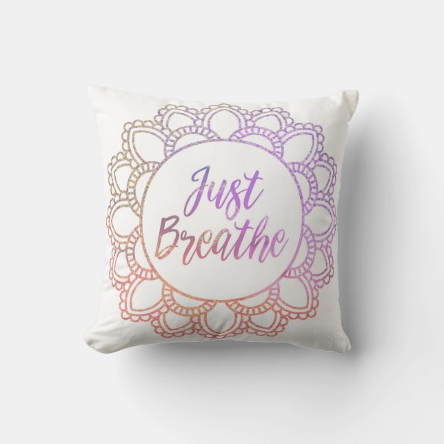 Mandala Pillow "Just Breathe" Kussen (Voorkant)