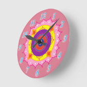 Mandala Pink, Purple Wall Clock Ronde Klok (Hoek)