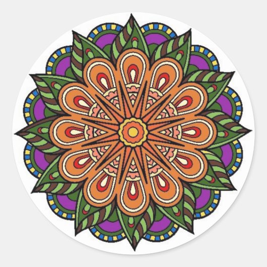 mandala plant ronde sticker (Voorkant)