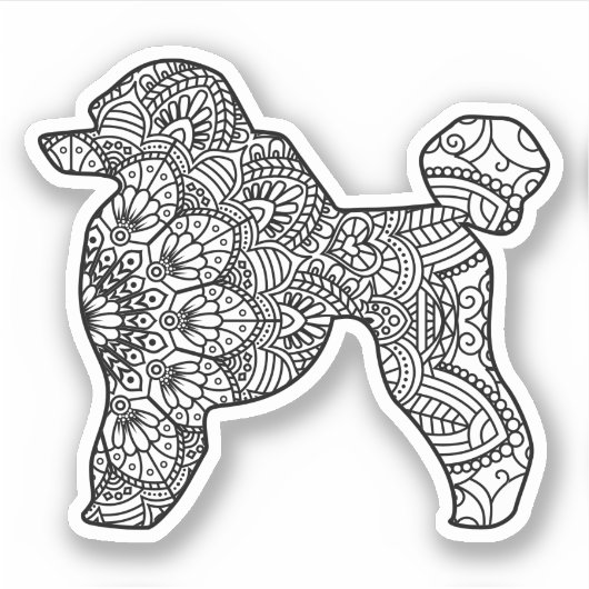 Mandala Poodle Dog Art Sticker (Voorkant)