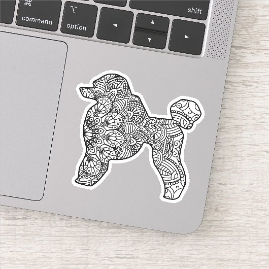 Mandala Poodle Dog Art Sticker (Detail)