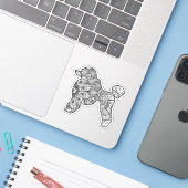 Mandala Poodle Dog Art Sticker (Laptop met iPhone)