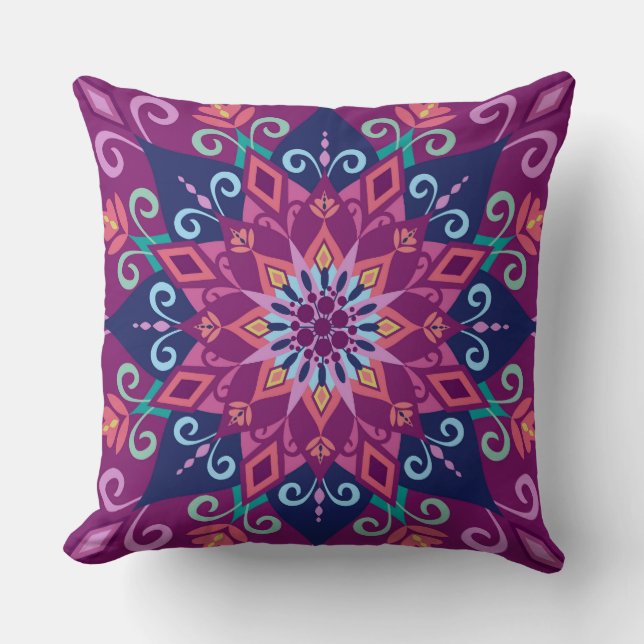 Mandala-Pourpre-Grand coussin de floraison (Recto)