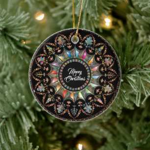 Mandala, prettige kerst keramisch ornament