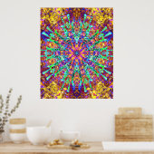 Mandala Psychedelic Trippy Hippie Color Splash Poster (Keuken)