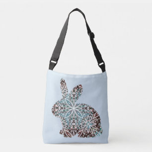 Mandala Rabbit Chocolate and Blues Canvas tas