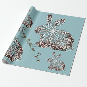 Mandala Rabbit Chocolate en Blues Custom Wrapping Cadeaupapier