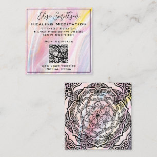 Mandala Reiki Healing Meditatie Blush Roze Pastel Vierkante Visitekaartje