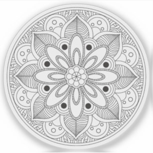 Mandala Retro hand drawn organic black and white Sticker