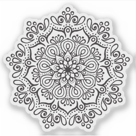 Mandala Retro hand drawn organic black and white Sticker (Voorkant)