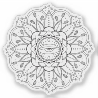 Mandala Retro hand getrokken tattoo henna bloemeno Sticker