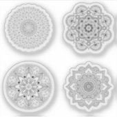 Mandala Retro hand henna tattoo set 4x Sticker (Voorkant)