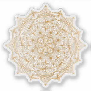Mandala Retro handgetekende gouden tatoeage Sticker