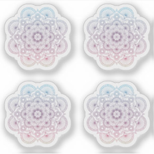 Mandala Retro handgetekende paarse blauw tattoo se Sticker